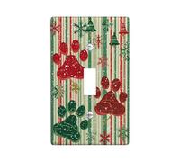 Holiday Paws Light Switch Cover Plates/Outlet Covers, Red and Green Animal Prints for Festive Decor, Thermoplastic Wall Plates, Standard Size Single Toggle