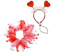 Holiday Pet Costume Set, Dog Valentine's Day Outfit - Holiday Puppy Headband, Valentine's Day Animal Hair Accessories, Pet Holiday Outfit Accessory for Valentine's Day