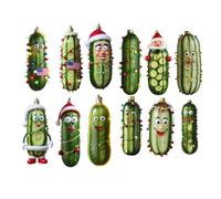 Holiday Pickle Decoration for Christmas - 6x Acrylic Flat Pendant, Seasonal Craft Tag, Hanging Rope Accessory, Festive Cucumber Design | Creative Christmas Ornament for Winter Celebration