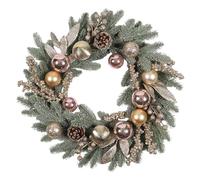 Holiday Pine Wreath - Artificial Pine 20 Inches for Christmas Decoration, Fake Decorations with Seasonal Embellishments, Festive Wreath for the Interior Mantel