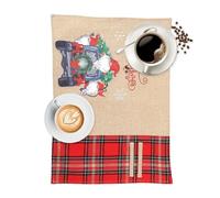 Holiday Placemat,Retro Black Red Plaid Pad - Retro Black Red Plaid Winter Placemat - for Cafe Restaurant Kitchen Dining Thanksgiving Holiday Indoor Wedding