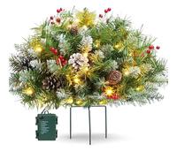 Holiday Planter Decorations, Pre-Lit Artificial Christmas Tree Urn Filler, Lighted Holiday Planter Filler with LED Lights, Outdoor Christmas Decoration with Tripod Stake for Porch, Yard, Garden