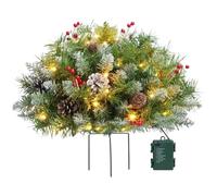 Holiday Planter | Outdoor Artificial Christmas Trees Planter | Faux Christmas Holiday Planter Filler Outdoor Decorations | Pre Lit Norfolk Pine Branches for Porch and Pathway Decorations