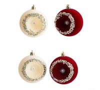 Holiday Plastic Ornaments 8CM Diameter Hanging Balls with Classic European Design for Christmas Trees and Wreaths, Packaged in PVC Box for Convenient Post Holiday Storage (5)