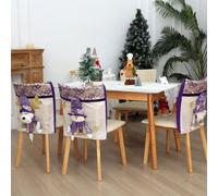 Holiday Plush Chair Covers with Santa, Snowman and ELK Patterns, Suitable for Dining Chairs to Create Christmas Atmosphere (ELK)