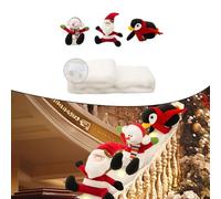 Holiday Plush Snowboarder Decoration Set with Snowman, Santa, and Penguin Designed for Staircase and Rail