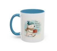 Holiday Polar Bear Coffee Mug - The Magic Starts Here Accent Christmas Mug 11oz / Light Blue