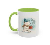 Holiday Polar Bear Coffee Mug - The Magic Starts Here Accent Christmas Mug 11oz / Light Green