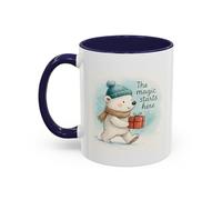 Holiday Polar Bear Coffee Mug - The Magic Starts Here Accent Christmas Mug 11oz / Navy