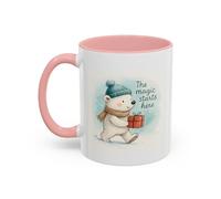 Holiday Polar Bear Coffee Mug - The Magic Starts Here Accent Christmas Mug 11oz / Pink