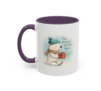 Holiday Polar Bear Coffee Mug - The Magic Starts Here Accent Christmas Mug 11oz / Purple
