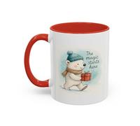 Holiday Polar Bear Coffee Mug - The Magic Starts Here Accent Christmas Mug 11oz / Red