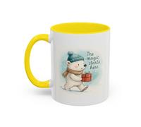 Holiday Polar Bear Coffee Mug - The Magic Starts Here Accent Christmas Mug 11oz / Yellow