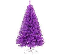 Holiday PVC Artificial Spruce Tree,Lightweight Hinged Multicolored Xmas Tree With Metal Stand Easy Assembly Festival Decor,Premium Christmas Tree-Black 180cm/6ft