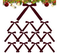 Holiday Red Wreath Bow - Velvet Ribbon Bows Decor - Portable Christmas Red Bows Festive Ribbon Bow for Garland, Fireplace, Stairs, Fence
