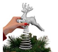 Holiday Reindeer Ornament - Golden and Silver Animal Figurine Decorative Christmas Desk Sparkling Seasonal Display Festive Table Decoration Home Accent for Window A