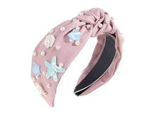 Holiday Sea Beach Shell Faux Pearls Knot Hairband Wide Headbands Girls Hairpiece Fashion Hair Accessories For Women Girls Hair Jewelry