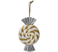 Holiday Season Christmas Tree Pendants Made of Iron for Window and Home Decoration (Golden candy)