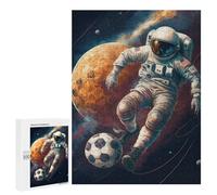 Holiday-Season Gift: Astronaut Kicking Soccer Ball in Space -2, 500 PCS, Displayable Picture Puzzle - for A Rewarding Weekend Challenge
