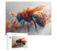 Holiday-Season Gift: Bee Flowers Fusion, 500 PCS, Decorative Jigsaw for Grown-Ups, with A Decorative Finished Picture