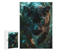 Holiday-Season Gift: Black Panther Close-Up, 300 PCS, Decorative Jigsaw for Grown-Ups, with A Decorative Finished Picture