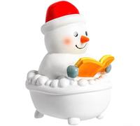 Holiday Season Resin Santa Bathtub Reading Night Light Figurine with Cozy Warm Glow for Christmas Decoration (The snowman reads)