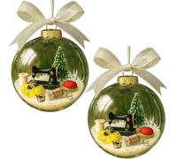 Holiday Sewing Snow Ball Ornament,Vintage Sewing Machine Christmas Tree Decoration,Fun Christmas Ball Decoration,Personalized Quilter Xmas Keepsake Gifts for S ewing Lovers