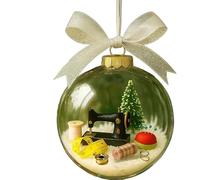 Holiday Sewing Snow Globe Ornament,Handcrafted Christmas Tree Decoration with Vintage Sewing Machine,Warm Winter Home Decoration,Gift for Sewists or Families,Friends (B)