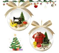 Holiday Sewing Snow Globe Ornament, Snow Globe Kit, Vintage Sewing Machine Christmas Tree Decoration, Hanging Christmas Globe Ornament Gifts for Office Garden Art School Farmhouse Balcony