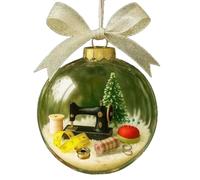 Holiday Sewing Snow Globe Ornament, Vintage Sewing Machine Christmas Tree Decoration, Hangable Christmas Ball Decoration for Office Garden Art School Farmhouse Balcony Patio Tailor Shop