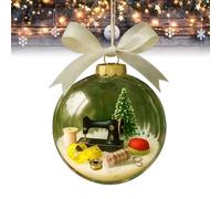 Holiday Sewing Snow Globe Ornament, Vintage Sewing Machine Christmas Tree Decoration, Transparent Ball Christmas Decoration, Unique Gift for Sewists or Families,Friends (A)