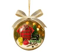 Holiday Sewing Snow Globe Ornament,Vintage Sewing Machine Christmas Tree Decoration,Warm Winter Home Decoration, Unique Gift for Sewists or Families,Friends,Party Gift Decorations (B)