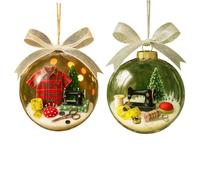 Holiday Sewing Snow Globe Ornament,Vintage Sewing Machine Christmas Tree Decoration,Warm Winter Home Decoration, Unique Gift for Sewists or Families,Friends,Party Gift Decorations (2pcs)
