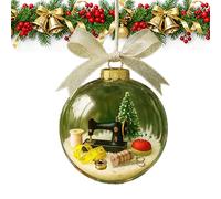 Holiday Sewing Snow Globe Ornament, Vintage Sewing Machine Christmas Tree Decoration, Warm Winter Home Decor, A Unique Gift for Sew Enthusiasts or Loved Ones. (A)