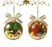 Holiday Sewing Snowball Ornament - Handcrafted Christmas Tree Decoration with Vintage Sewing Machine, Mini Fabric & Thread Accessories, Gift for Home Holiday Magic & Party Décor (2PCS)