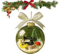 Holiday Sewing SnowGlobe Ornament,Vintage Sewing Machine Xmas Tree Decoration,SnowGlobe Antique SewingMachine Christmas Ornaments,Transparent Ball Christmas Decor Gift for Sewists Families,Friends