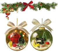 Holiday Sewing SnowGlobe Ornament,Vintage Sewing Machine Xmas Tree Decoration,SnowGlobe Antique SewingMachine Christmas Ornaments,Transparent Ball Christmas Decor Gift for Sewists Families,Friends