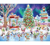 Holiday Skating Christmas Jigsaw Puzzle 550 Piece by Vermont Christmas Company - Fully Interlocking & Randomly Shaped Pieces - 24" x 18" - Family Christmas Puzzles