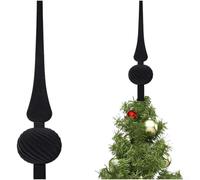 Holiday star ornament made of plastic with a flocked velvet gourd shape, includes stable base to secure positioning on Christmas trees of different sizes (Black)