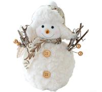 Holiday Tabletop Decoration Featuring a Soft Fabric Snowman Doll with Golden Finish to Create Festive Warmth (Large Size)