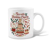 Holiday Tea Party Nutcracker Theme Cake Christmas Ceramic Coffee Mug 11oz | Fanciful Holiday Illustration, Tea Cup, Nutcracker Motif, Festive Tea Party Theme, Winter Seasonal Decor