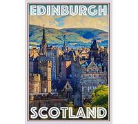 Holiday Tourism Edinburgh Scotiand Wall Decoration Poster Bar Restaurant Metal Tin Sign 12x8inch