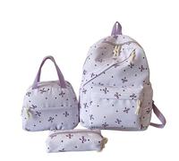 Holiday Travel Outfit Floral Print Backpack with Pendant Preppy Bag Aesthetic Daypack (,One Size) (Purple, One Easy to Pack for