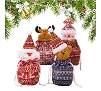 Holiday Treat Bags - 28x15cm Cookie Candy Pouches, Knitted Gift Sacks, Reusable Santa Snowman Reindeer Bear Doll Wrapping Bags | Christmas Party Favor Bag, For Children Adults And Colleagues Neighbor