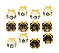 Holiday Treat Boxes,Religious Hexagonal Design Storage, Hexagonal House Design Paper Candy Box - for Party, Dessert, Goodie, Food, Cupcake, Pastry, Baking, Snack