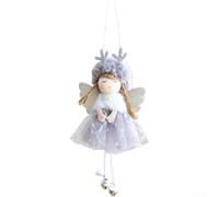 Holiday tree hanging decoration featuring angel with wings and antlers, complemented by tulle skirt for charming festive appeal (Gray)