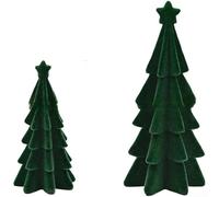 Holiday Tree Ornament Set for Desktop Decoration, Resin with Realistic Green Flocking Texture, Compact Size for Festive Season Interior Enhancement (Star Set)