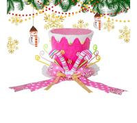Holiday Tree Top Hat Ornament - 8.58x8.27 in 3D Decoration, Soft Felt celebrations Accent, Tree Display with Candy Cane | Festive Styling Piece | Indoor Seasonal Decor for Home, Living Room, Bedroom,
