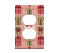 Holiday Tropical Bird Light Switch Cover Plates/Outlet Covers, Red Green Gift Boxes for Festive Decor, Thermoplastic Wall Plates, Standard Size Single Duplex Outlet