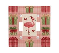 Holiday Tropical Bird Light Switch Cover Plates/Outlet Covers, Red Green Gift Boxes for Festive Decor, Thermoplastic Wall Plates, Standard Size Double Toggle